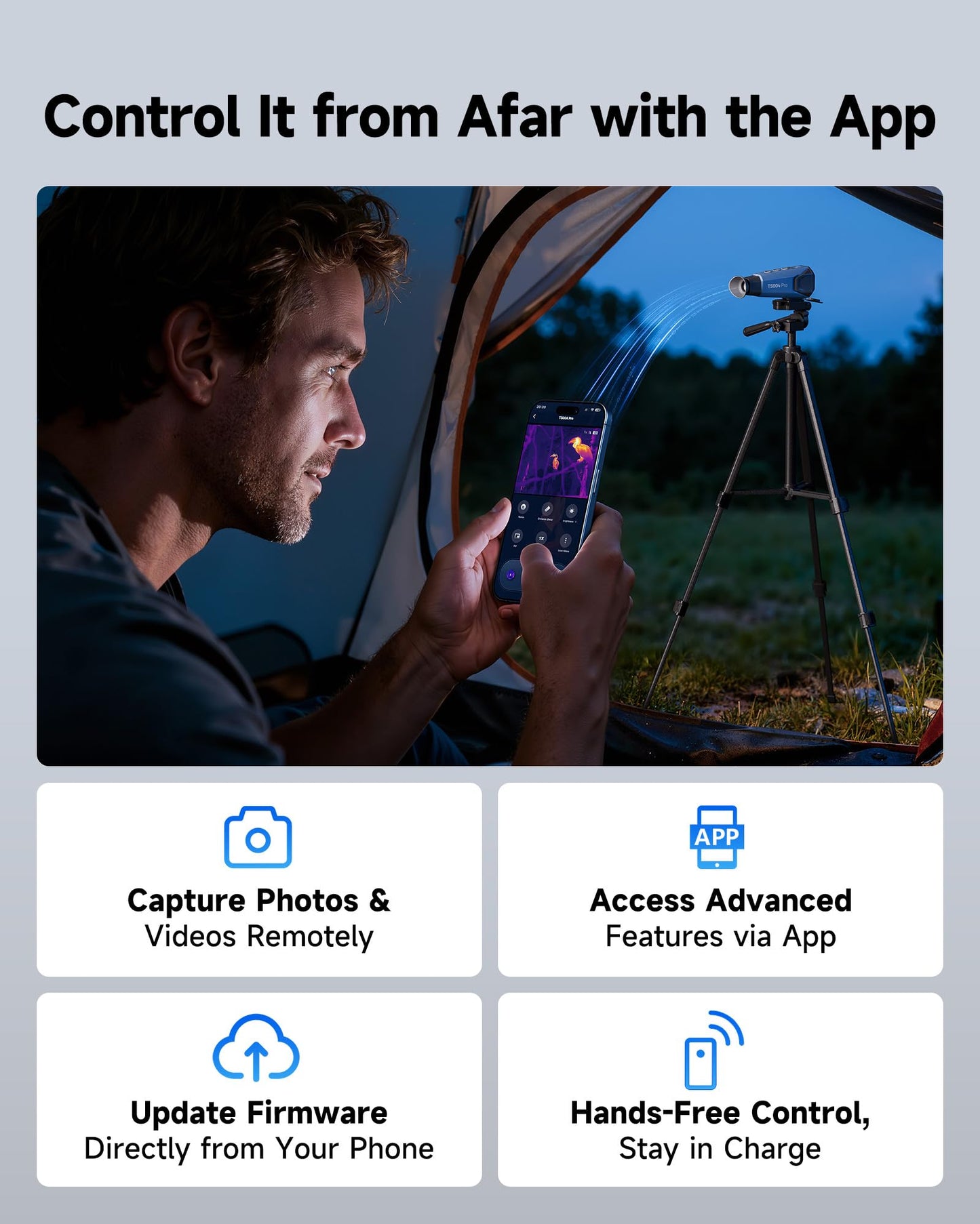 TOPDON TS004 Thermal Imaging Monocular, 320 x 240 TISR 256 x 192 IR Resolution, Supported Wireless Connection, 13mm 50Hz Thermal Night Vision with 11h Battery Life, IP67 Monocular for Hunting