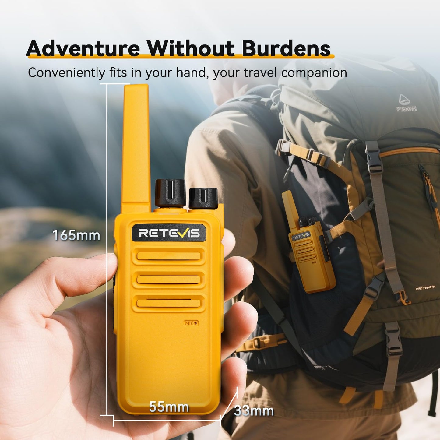 Retevis RT68 Walkie Talkies Rechargeable,Portable FRS Two-Way Radios for Adults,Heavy Duty 2 Way Radios Long Range,USB Charging Base,License Free Walkie Talkie for Road Trip Gifts Camping (2 Pack)