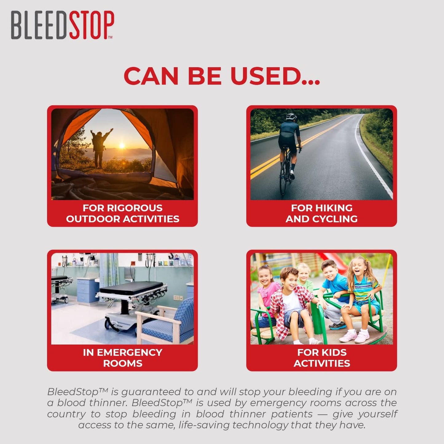 BleedStop™ First Aid Powder and Strip for Blood Clotting, Trauma Kit, Blood Thinner Patients, Camping Safety, and Survival Equipment for Moderate to Severe Bleeding Wounds or Nosebleeds
