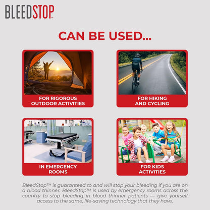 BleedStop™ First Aid Powder and Strip for Blood Clotting, Trauma Kit, Blood Thinner Patients, Camping Safety, and Survival Equipment for Moderate to Severe Bleeding Wounds or Nosebleeds