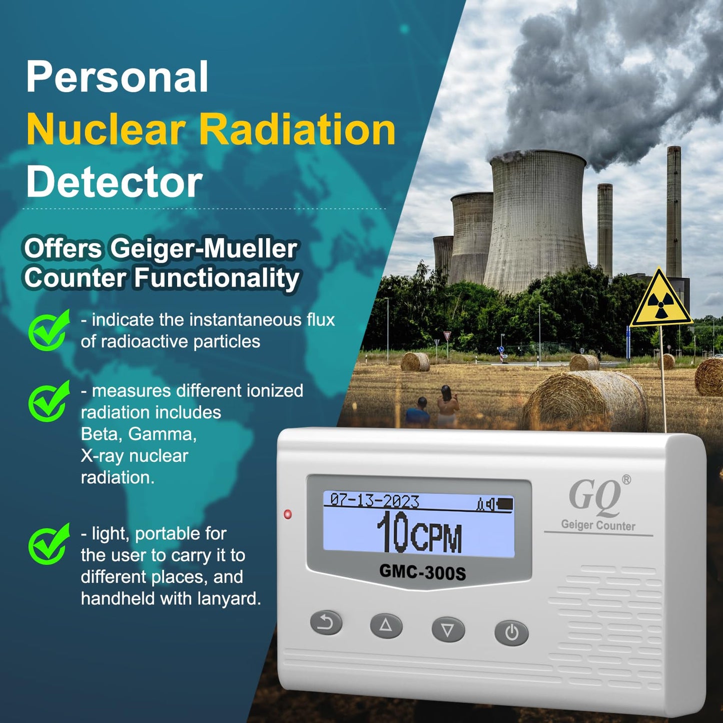 GQ GMC 300S Nuclear Radiation Detector Meter Test Equipment Lab Radiation Protection Supplies Dosimeter Beta Gamma X-ray Portable Radiation Monitor Meter USA Product