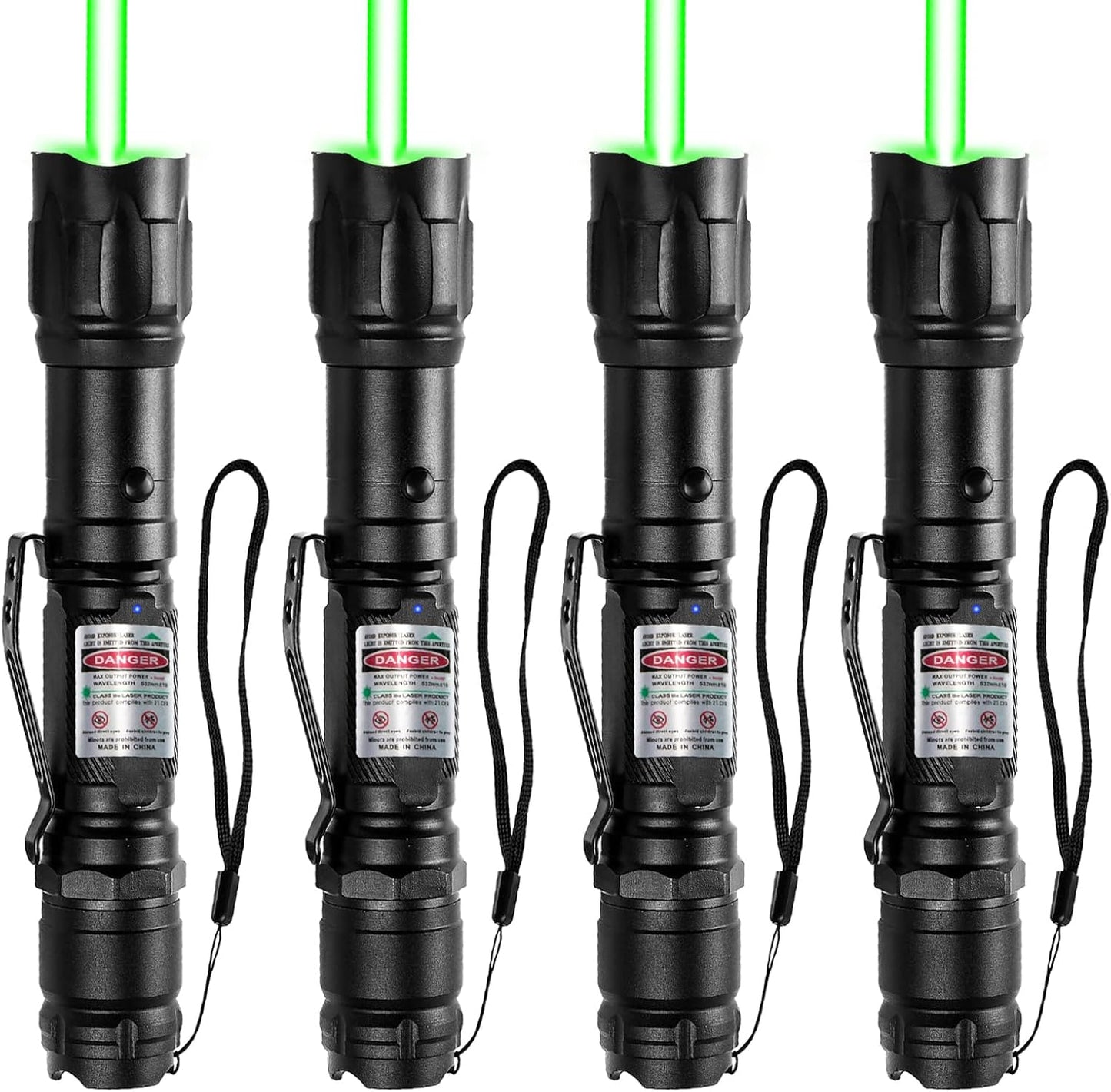 [4 Packs] Rechargeable Green Laser Pointer High Power Green Beam Light Long Distance Range For TV/LED/LCD Screens Tactical Flashlights Presentation Office/Outdoors/Astronomic/Construction [005]