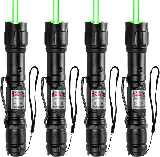 [4 Packs] Rechargeable Green Laser Pointer High Power Green Beam Light Long Distance Range For TV/LED/LCD Screens Tactical Flashlights Presentation Office/Outdoors/Astronomic/Construction [005]