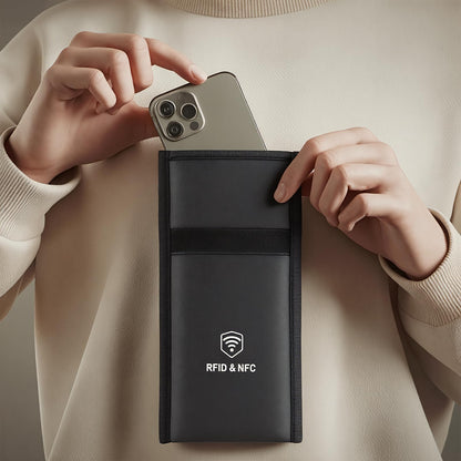 Military Grade Faraday Bags for Phones [5G/Bluetooth/WiFi/GPS] Signal Blocker, Fireproof Waterproof Anti-Scratch | Detachable Wrist Strap, RFID Blocking Anti-Tracking Pouch