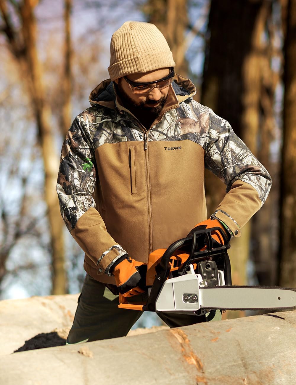 TIDEWE Heated Jackets for Men with Battery Pack, 180G Insulation Work Jackets, Water-resistant Coat (Black, Brown, S-XXXL)