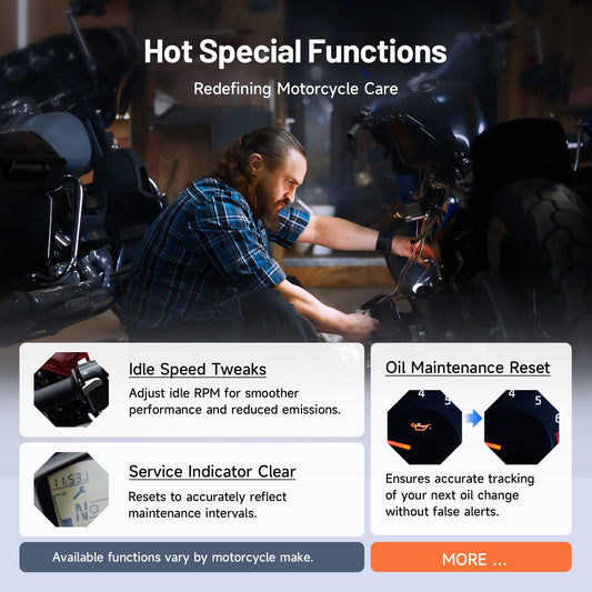 Motorcycle Scan Tool TOPDON TopScan Moto, All System Bidirectional Motorcycle Scanner for Harley, Duca ti, BMW & Japan Brands, Reset Services Motorcycle Diagnostic Scanner, AutoVIN Diagnostic Tool