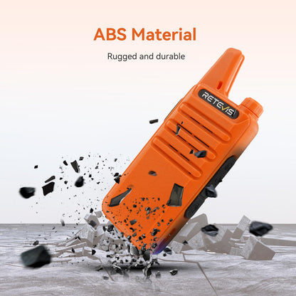 Retevis RT22 Walkie Talkies, Mini 2 Way Radio Rechargeable, VOX Handsfree, Portable, Two-Way Radios Long Range with Earpiece, for Family Road Trip Camping Hiking Skiing(2 Pack, Black)