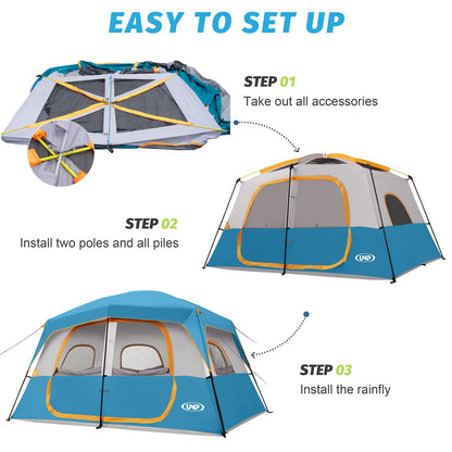 UNP 2/4/6/8 Person Tent, Portable Cabin Tent, Camping Tent 4-Person Easy Set Up, Waterproof with Top Rainfly for Outdoor Camping/Hiking | Easy Set Up, Waterproof, Top Rainfly