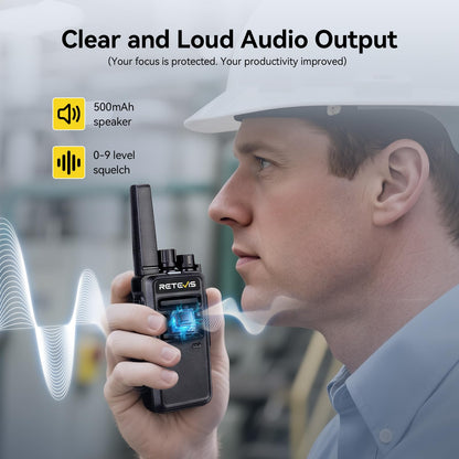 Retevis RT68 Walkie Talkies Rechargeable, Portable Two Way Radios 6 Pack with Six-Way Multi Gang Charger, Heavy Duty Walkie Talkie for Adults, Hands Free, Long Range, for School Restaurant Farm