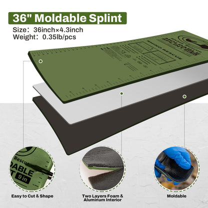 RHINO RESCUE First Aid Splint 36" X 4.3" Orange-Gray, Keep Bones in Position (1, Folded)