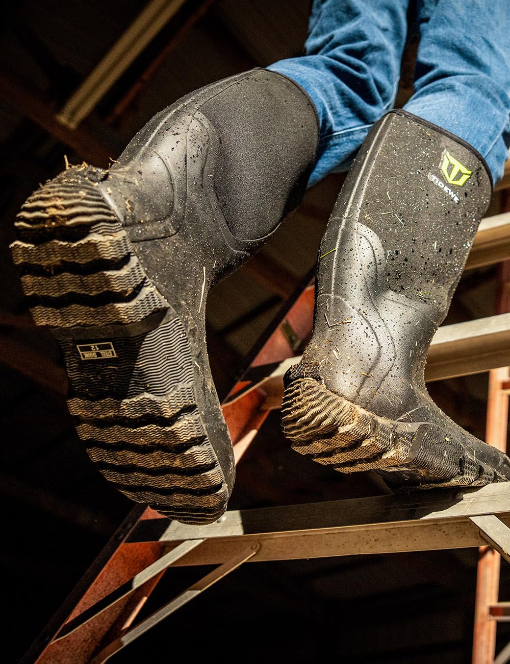 TIDEWE Rubber Boots for Men Multi-Season, Waterproof Rain Boots with Steel Shank, 6mm Neoprene Sturdy Rubber Outdoor Hunting Boots (Black, Brown, Next Camo G2)