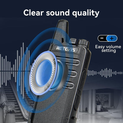Retevis RT22 Walkie Talkies Mini, Rechargeable Two Way Radio Long Range, 2 Way Radio Small, Portable VOX, for Business Commercial Work School Church Restaurant (20 Pack,Black)