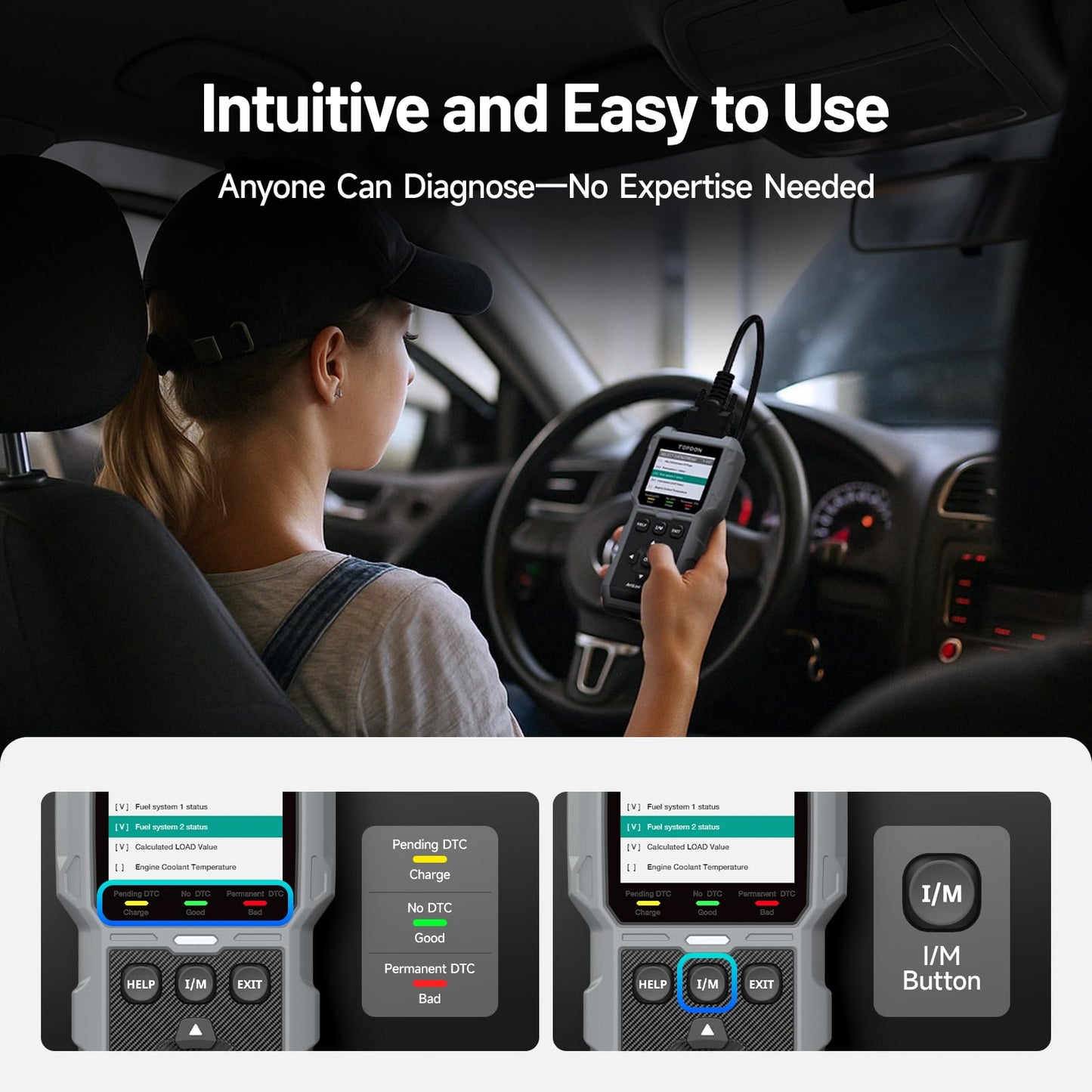 TOPDON AL500B OBD2 Scanner Battery Tester 2 in 1 Code Reader, Full OBDII Diagnosis, 12V Battery Tests & 12V/24V Cranking Tests, Charging Tests, Scan Tool, Car Diagnostic Tool for All OBDII Cars