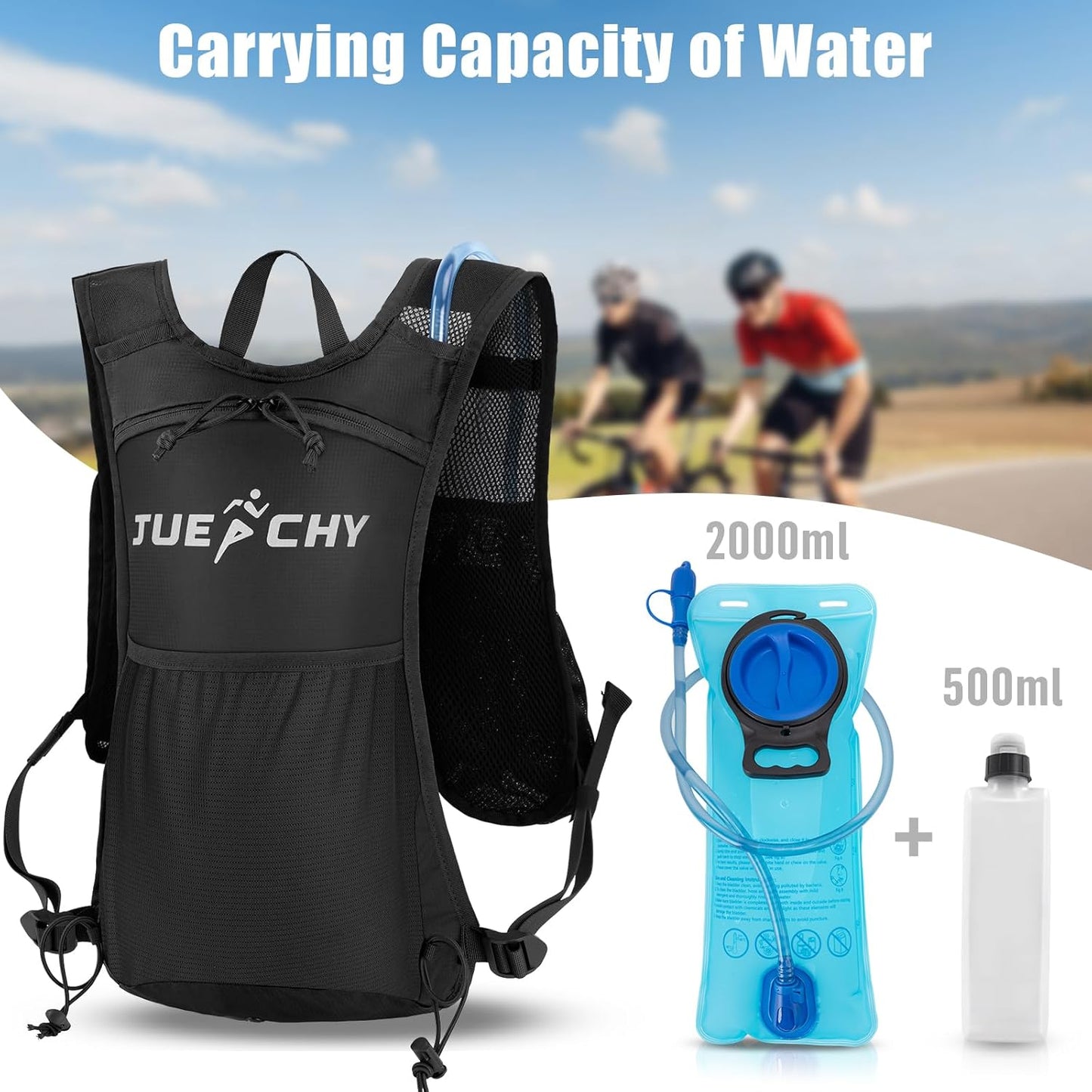 Jueachy Running Vest + Jueachy Running Belt with Water Bottle Holder
