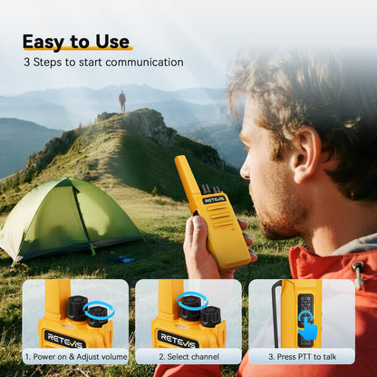 Retevis RT68 Walkie Talkies Rechargeable,Portable FRS Two-Way Radios for Adults,Heavy Duty 2 Way Radios Long Range,USB Charging Base,License Free Walkie Talkie for Road Trip Gifts Camping (2 Pack)