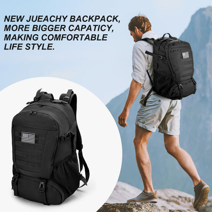 Jueachy Tactical Backpack for Men Hiking Day Pack Molle Military Rucksack Waterproof 30L EDC Bag with USA Flag Patch