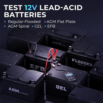 Car Battery Tester TOPDON BT50, 12V Battery Load Tester, 100-2000 CCA Automotive Alternator Tester Digital Battery Analyzer Charging Cranking System for Car Truck Motorcycle ATV SUV Boat Yacht