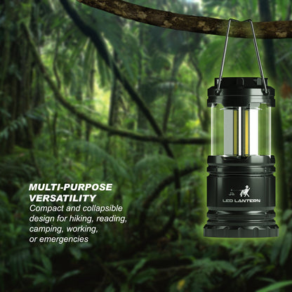 MalloMe LED Camping Lantern Flashlights 2 Pack & 4 Pack - Super Bright - 350 Lumen Portable Outdoor Lights (Black, Collapsible)