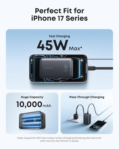 Anker Nano Power Bank (10K, 45W, Built-In Retractable USB-C Cable)