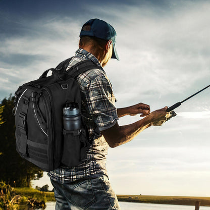 Jueachy Fishing Tackle Backpack: Water-Resistant Fishing Backpack with Rod Holder Fishing Shoulder Storage Bags