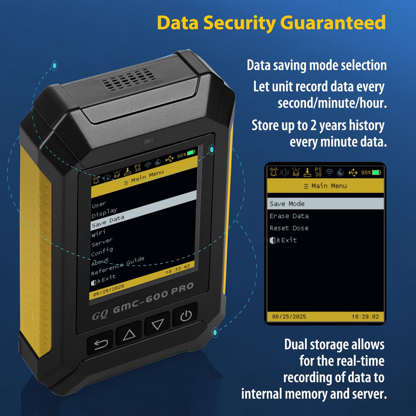 GQ 600 PRO Geiger Counter Nuclear Radiation Detector – Dosimeter for Alpha, Beta, Gamma, X-Ray – Portable Radiation Monitor with Real-Time Data, Global Data Sharing, LCD Display & USB