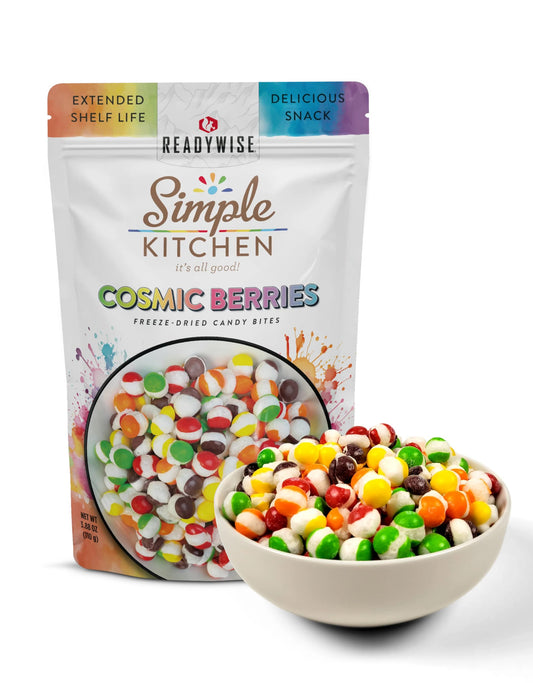 READYWISE - Freeze Dried, Cosmic Berries, Perfect On-the-Go, Candy Bites for Adults & Kids, Crunchy Fruity, Treats, Extended Shelf life Crunchy Fruit Candies, for Hiking, Camping & Travel (6 Pack)