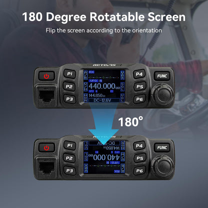 Retevis RT95 Mobile Ham Radio, Dual Band Mobile Radio, Chirp, Dual Speaker, Rotatable LCD Display, 2m 70cm Ham Radio Base Station, Mobile Transceiver with Cable