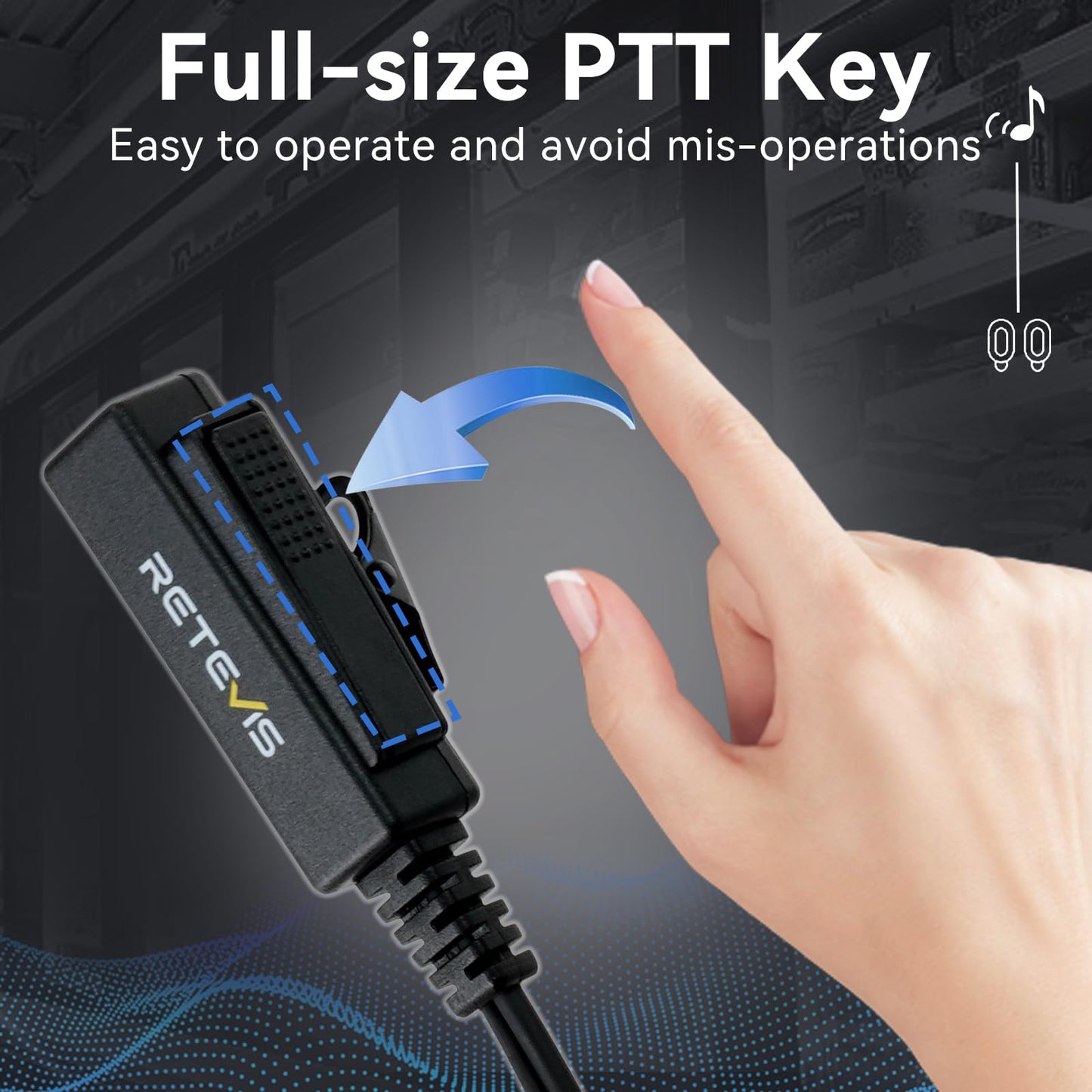 Retevis Walkie Talkie Earpiece with Mic,Volume Adjust,G Shape, for RT22 RT68 RT21 H-777 H-777S RT86,Compatible with Baofeng UV-5R 888S pxton Kenwood Two Way Radios,2 Way Radio Earpiece 2 Pin(10 Pack)