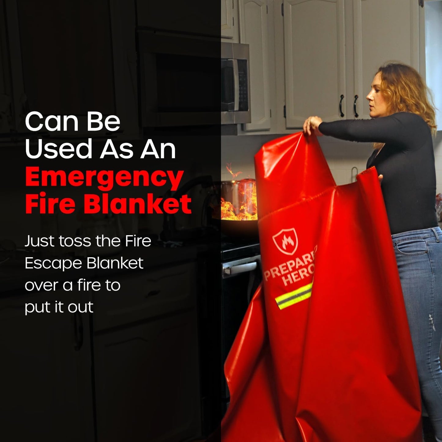 Prepared Hero Flame Shield 1 Pack - Resistant Up To 1100 Degrees - CE Certified - Fire Cape - Fire Cloak - Fireproof Clothing - Fireproof Hooded Cloak - Emergency Fire Blanket For Home