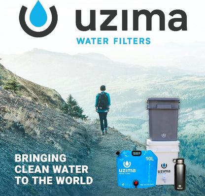 Uzima D-Prep Emergency Water Storage Container – 10L Collapsible Water Bladder with Printed Instructions for Camping, Hiking, Survival, Disaster Kits, and Gravity Filtration Systems