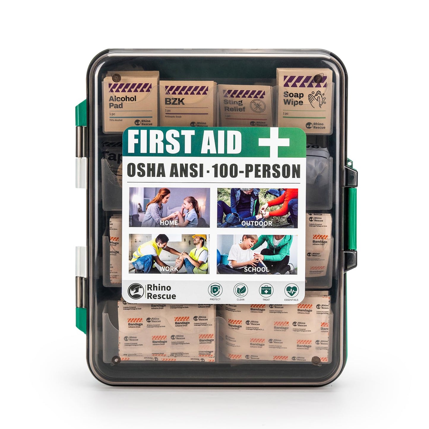 RHINO RESCUE 371 Pieces OSHA All-Purpose First Aid Kit, Home & Office Professional Medical Supplies, Ideal for Emergency, School, Business