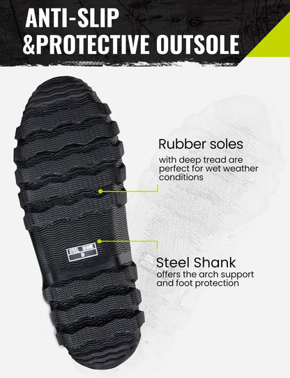 TIDEWE Rubber Boots for Men Multi-Season, Waterproof Rain Boots with Steel Shank, 6mm Neoprene Sturdy Rubber Outdoor Hunting Boots (Black, Brown, Next Camo G2)