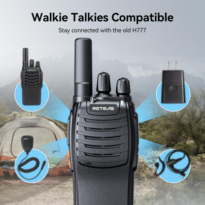 Retevis H-777 Walkie Talkies Rechargeable, 2 Way Radios Long Range, Portable FRS Two-Way Radios, Short Antenna, LED Flashlight, for Adults Family Outdoor (3 Pack)