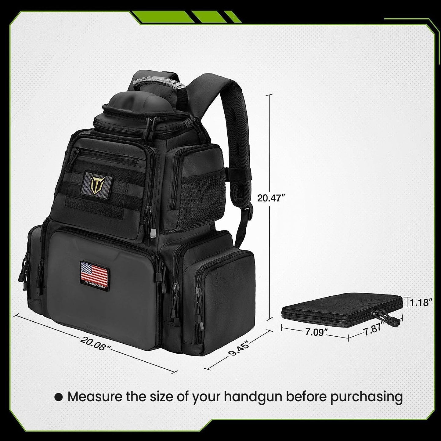 TIDEWE Tactical Range Backpack Bag for Gun and Ammo with Pistol Case