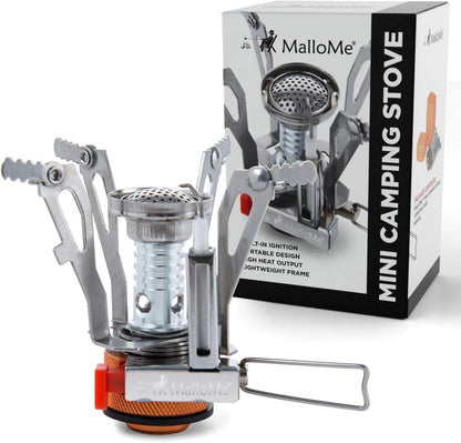 MalloMe Camping Cookware Mess Kit with Backpack Stove - Camping Cooking Set - Camping Pot and Pans Backpacking Gear- Hiking Stove/Backpacking Stove - Camp Accessories Equipment