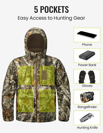 TIDEWE Hunting Jackets for Men, Silent Hunting Coat with 220G Insulation, Deer Hunting Clothes, Next Camo G2