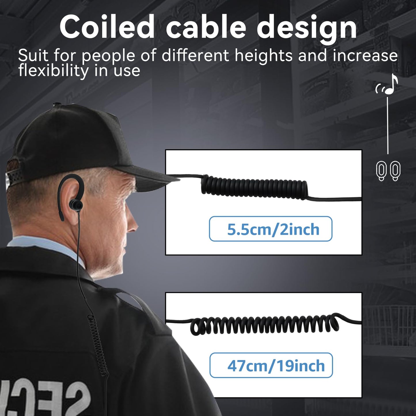 Retevis Walkie Talkie Earpiece with Mic,Volume Adjust,G Shape, for RT22 RT68 RT21 H-777 H-777S RT86,Compatible with Baofeng UV-5R 888S pxton Kenwood Two Way Radios,2 Way Radio Earpiece 2 Pin(10 Pack)