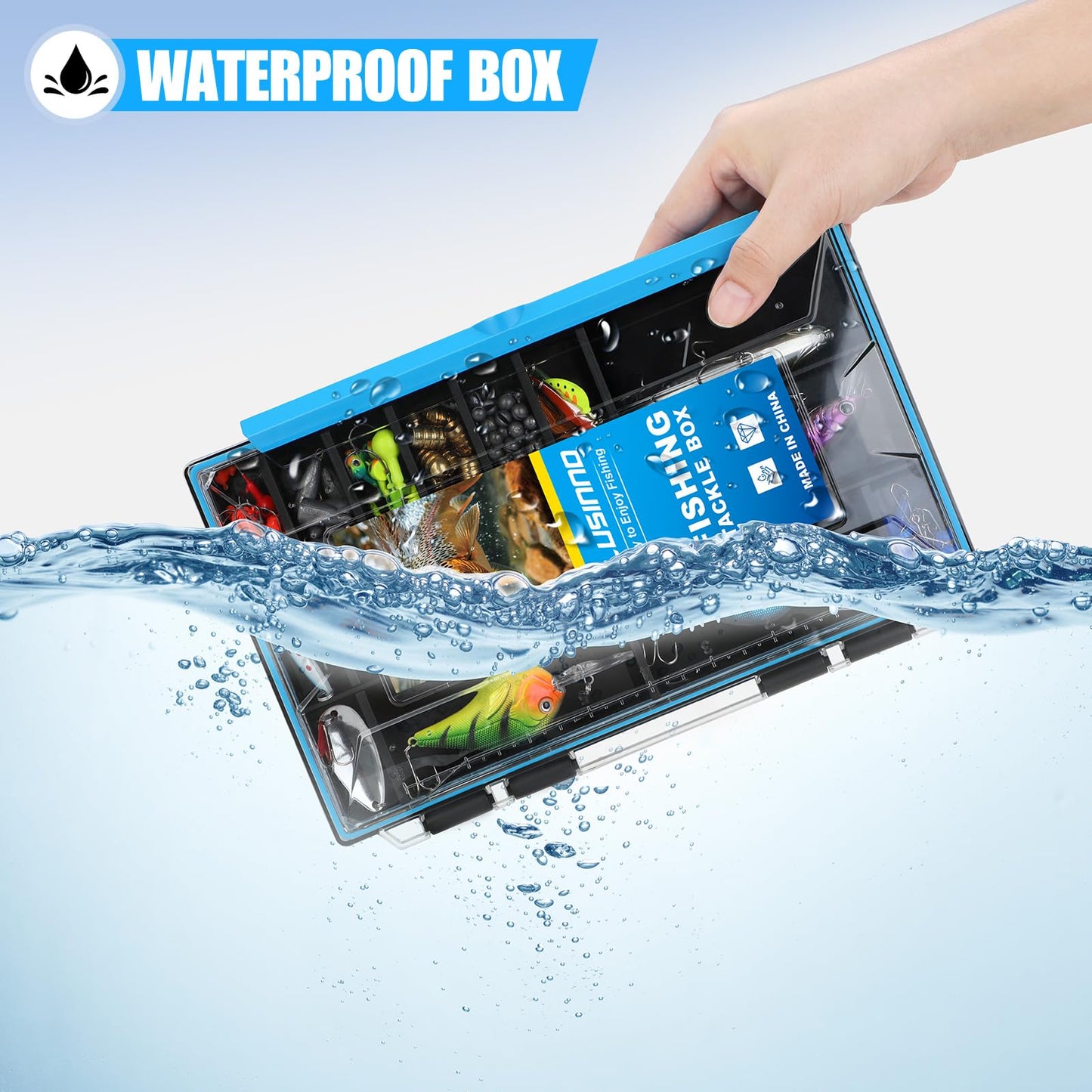 PLUSINNO Tackle Box Organizer, 1/2 Packs Waterproof Tackle Trays, Fishing Tackle Box with Removable Dividers, Fishing Box Tackle Trays and Terminal Tackle Storage