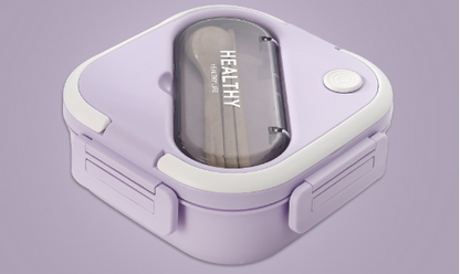 Japanese style simple sealed square single layer compartment lunch box