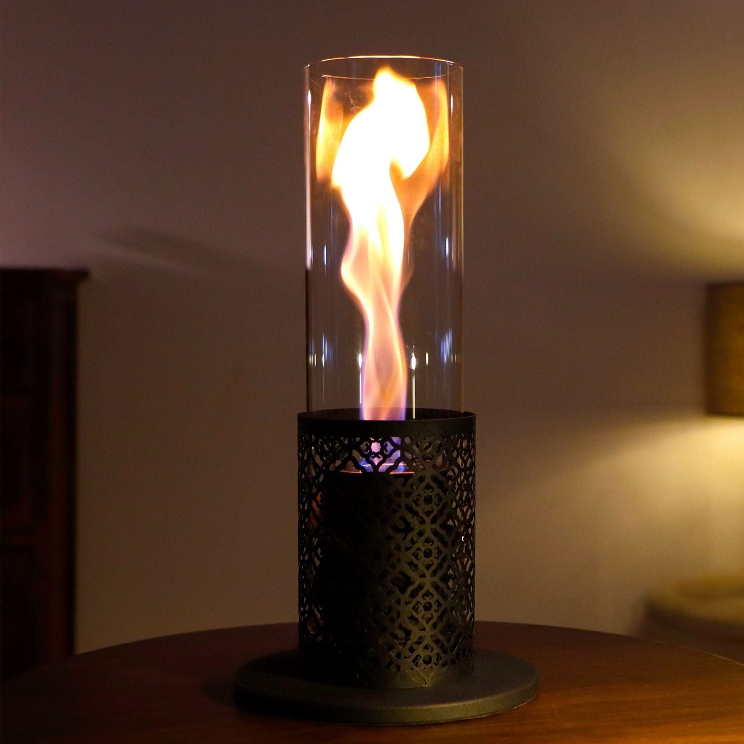 Fireplace circular small plug-in torch hurricane flame long glass tube alcohol lamp