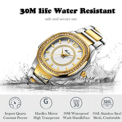 Missfox 2549 Women Watches Women Fashion Watch Geneva Designer Ladies Watch Luxury Brand Diamond Quartz Gold Wrist Watch Gifts For Women