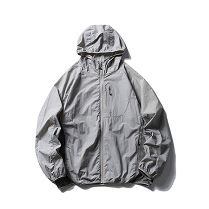 Camouflage Spliced Thin Hooded Sun Protection Clothing Men's Outdoor Sports Reflective Design Casual Jacket Trendy