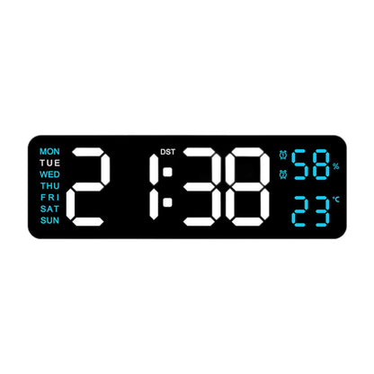 Large LED Digital Wall Clock – With Temperature, Humidity & Week Display