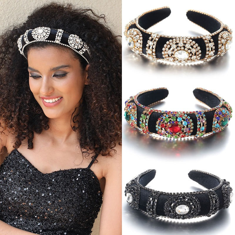 Golden Velvet Super Flash Set Colored Water Diamond Sponge Head Hoop
