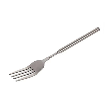 Stainless Steel Telescopic Long-Handle Fork for Barbecue, Dinner, Fruits and Desserts