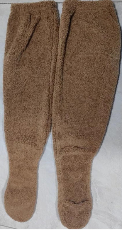 Indoor Plush Warmth Long Socks Cute Fuzzy Socks Over Knee Winter Leg Warmers Plush Sock Slippers Cozy Stocking