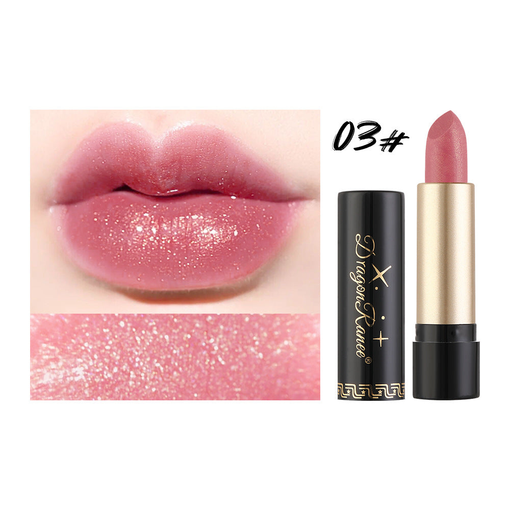 Gilt Pearlescent Dragon Fruit Peach Pink Lipstick Slightly Flashing Lipstick Moisturizing And Shining With Fine Flashing Bean Paste Mermaid