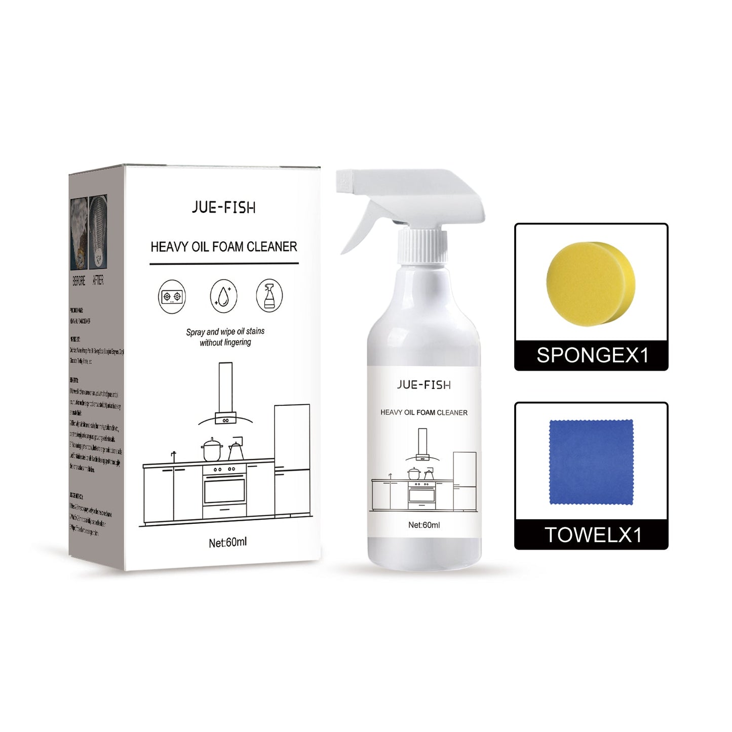 Heavy Oil Foam Cleaner, Kitchen Stove Range Hood Wash Basin Oil Dirt Removal Cleaner