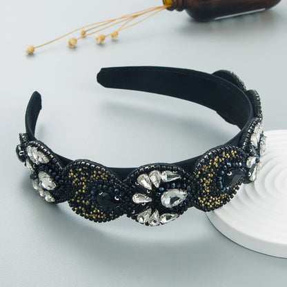 Hair Hoop Fashion Retro Baroque Crystal Head Hoop Korean High-End Hair Accessories Korean Version Of The Hair Cave