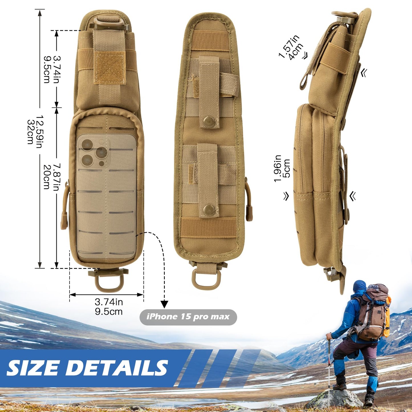 Jueachy Strap Shoulder Molle Accessories Pouch: Tactical Backpack Pocket Attachment Storage Phone Flashlight EDC